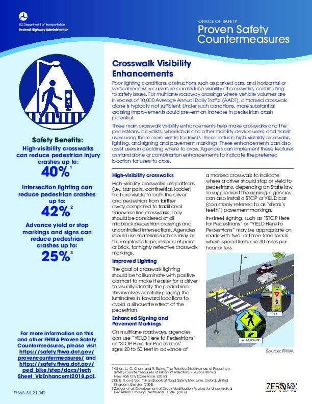 FHWA Proven Safety Countermeasures Crosswalk Visibility Enhancements ...